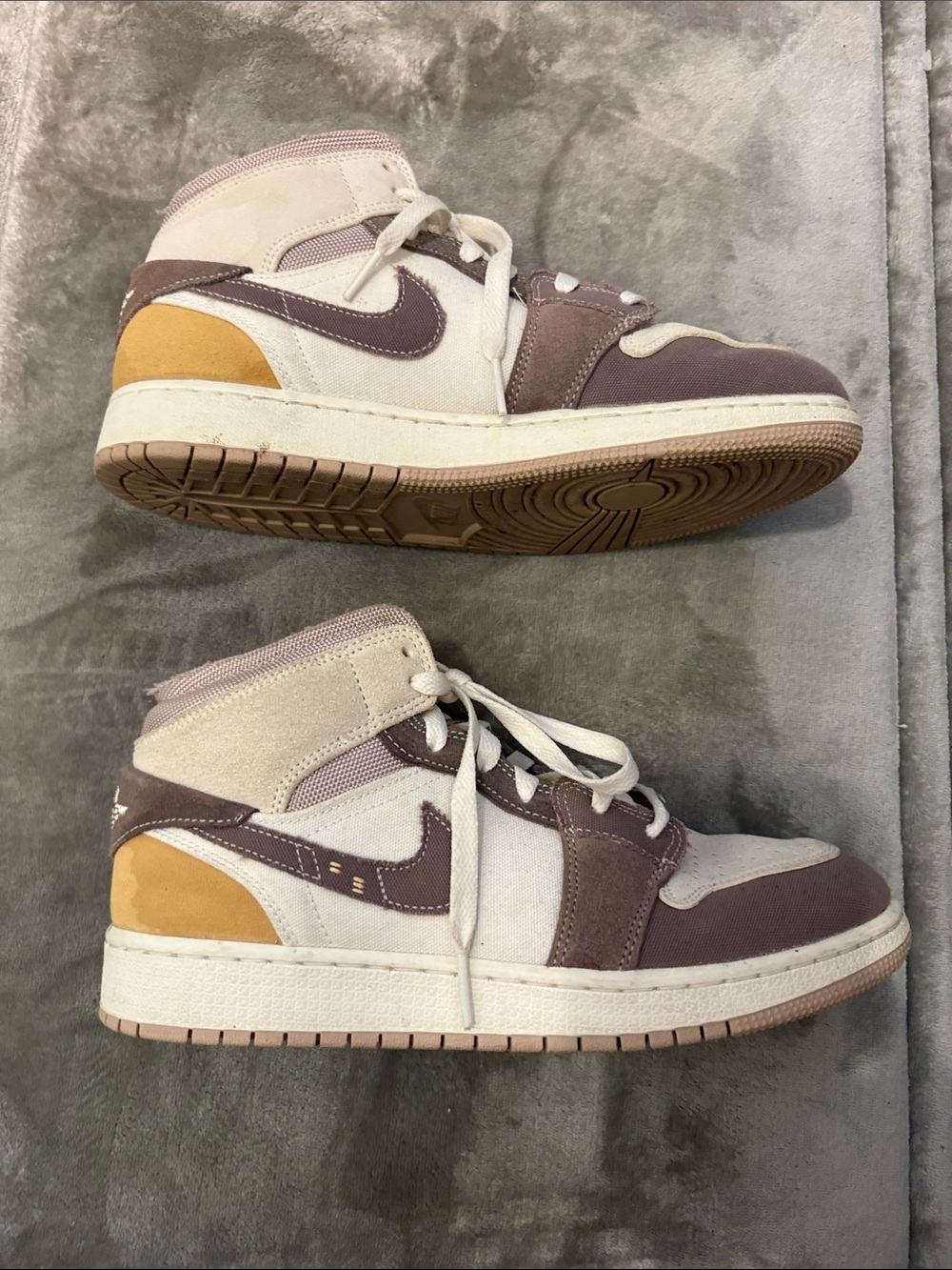 Nike High-Top Sneakers in Mauve, Cream & Mustard